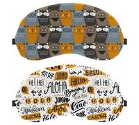 Eslifey 2 máscaras opacas para los ojos, Hello in Different Languaage Eye Sleep Shade Cover con correa ajustable para dormir y viajar
