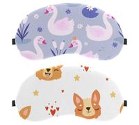 Eslifey 2 máscaras opacas para los ojos, lindo Corgi perro corazón estrellas patrón de sombra para dormir con correa ajustable para dormir viajando