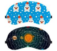 Eslifey 2 máscaras opacas para los ojos, sistema solar con estrellas y correa ajustable para dormir y viajar