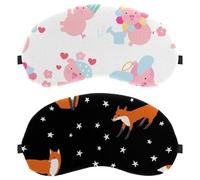 Eslifey 2 máscaras opacas para ojos, animales de zorro del bosque, estrellas blancas, cubierta para dormir con correa ajustable para dormir y viajar