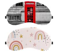 Eslifey 2 máscaras opacas para ojos, bonito diseño mágico de cielo arcoíris y estrellas, cubierta de sombra para dormir con correa ajustable para dormir y viajar