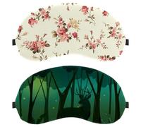 Eslifey 2 máscaras opacas para ojos, ciervos de noche mágica, bosque, selva, paisaje, sombra para dormir, con correa ajustable para dormir y viajar