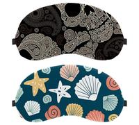 Eslifey 2 máscaras opacas para ojos, conchas marinas submarinas y estrellas de mar, con correa ajustable para dormir y viajar