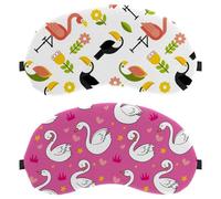 Eslifey 2 máscaras opacas para ojos, corona de cisne feliz, corazón, fondo rosa, cubierta de sombra para dormir con correa ajustable para dormir y viajar