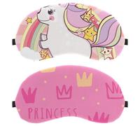 Eslifey 2 máscaras opacas para ojos, corona de princesa rosa, bonita cubierta de sombra para dormir con correa ajustable para dormir y viajar