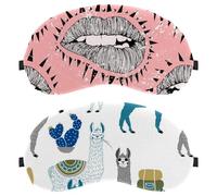 Eslifey 2 máscaras opacas para ojos, diseño de cactus de alpaca dulce de América del Sur, con correa ajustable para dormir y viajar
