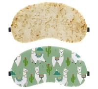 Eslifey 2 máscaras opacas para ojos, diseño de llamas tribus, alpaca, cactus, con correa ajustable para dormir y viajar