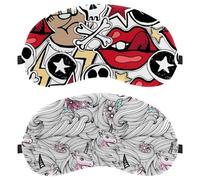 Eslifey 2 máscaras opacas para ojos, diseño de unicornio, arcoíris, corazones, estrellas, cubierta de sombra para dormir con correa ajustable para dormir y viajar