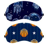 Eslifey 2 máscaras opacas para ojos, diseño deportivo de baloncesto y estrellas, con correa ajustable para dormir y viajar