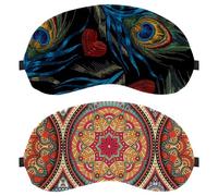 Eslifey 2 máscaras opacas para ojos, diseño vintage de mandalas indias, con correa ajustable para dormir y viajar