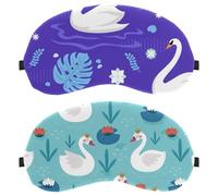 Eslifey 2 máscaras opacas para ojos, elegante cisne con corona, agua, loto, ojo, sombra, cubierta con correa ajustable para dormir y viajar