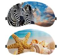 Eslifey 2 máscaras opacas para ojos, estrellas de mar y conchas marinas con correa ajustable para dormir y viajar