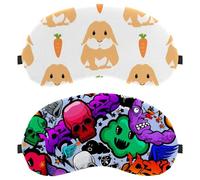 Eslifey 2 máscaras opacas para ojos, graffiti, caricaturas, extrañas, funky, para dormir, con correa ajustable para dormir y viajar