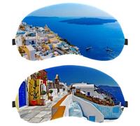 Eslifey 2 máscaras opacas para ojos, Grecia Santorini Caldera para dormir, con correa ajustable para dormir y viajar