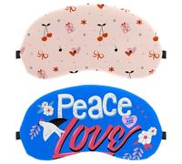 Eslifey 2 máscaras opacas para ojos, Love Peace Blue Eye Shade Cover con correa ajustable para dormir y viajar