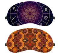Eslifey 2 máscaras opacas para ojos, mandalas en naranja para dormir, con correa ajustable para dormir y viajar