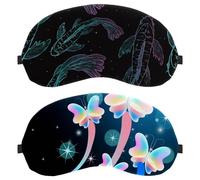 Eslifey 2 máscaras opacas para ojos, mariposas brillantes con estrellas brillantes, cubierta para dormir con correa ajustable para dormir y viajar