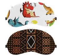 Eslifey 2 máscaras opacas para ojos, patrón de símbolo de tribu india, cubierta de sombra para dormir con correa ajustable para dormir y viajar