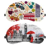 Eslifey 2 máscaras opacas para ojos, pintura al óleo de London Street, cubierta de sombra para dormir con correa ajustable para dormir y viajar