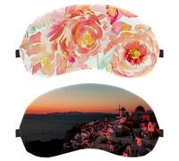 Eslifey 2 máscaras opacas para ojos, puesta de sol en Santorini, con correa ajustable para dormir y viajar