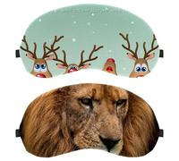 Eslifey 2 máscaras opacas para ojos, retrato del rey ojo de león, cubierta de sombra para dormir con correa ajustable para dormir y viajar