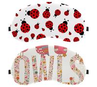 Eslifey 2 máscaras opacas para ojos, somos lindos búhos de dibujos animados, flores, patrón de colores rosados, cubierta de sombra para dormir con correa ajustable para dormir y viajar