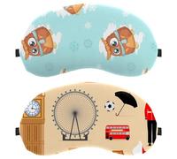 Eslifey 2 máscaras opacas para ojos, Tourist England Travel London Elements Eye Sleep Shade Cover con correa ajustable para dormir y viajar