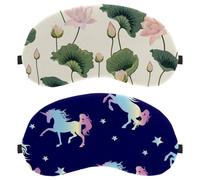 Eslifey 2 máscaras opacas para ojos, unicornio mágico con estrellas, cubierta para dormir con correa ajustable para dormir y viajar