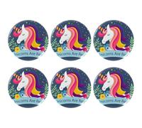 Eslifey 6 insignias de botón de 2.2 pulgadas con pin, los unicornios mágicos son botones redondos florales reales para suministros de manualidades, insignias de bricolaje, proyectos escolares