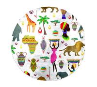 Eslifey African Ethic Africa - Alfombra redonda de pelo largo, suave, peluda, moderna, para sala de estar, dormitorio, 60 cm