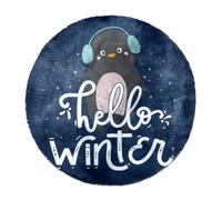 Eslifey Alfombra de lujo de 70 cm con diseño de pingüino con texto en inglés "Hello Winter Lettering Penguine", alfombra antideslizante moderna para dormitorio, habitación de niños, sala de estar