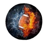 Eslifey Alfombra de pelo largo extra grande de 160 cm, alfombra circular para sala de estar, dormitorio, decoración del hogar, alfombra de pasillo, fuego y fútbol acuático