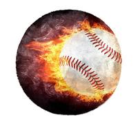 Eslifey Alfombra de pelo largo extra grande, suave, peluda, 160 cm, alfombra circular para sala de estar, dormitorio, decoración del hogar, alfombras de pasillo, llamas de fuego y béisbol