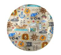 Eslifey Alfombra moderna grande y esponjosa, para decoración de sala de estar, dormitorio, aventuras piratas, alfombra de suelo de pelo profundo, 120 cm, círculo