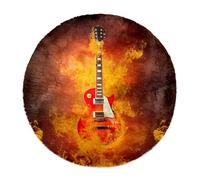 Eslifey Alfombra moderna grande y esponjosa, para decoración de sala de estar, dormitorio, guitarra de roca de fuego y pelo profundo, 120 cm, círculo