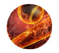 Eslifey Alfombra moderna grande y esponjosa, para decoración de sala de estar, dormitorio, juego de fuego, béisbol, pelo profundo, 120 cm, círculo