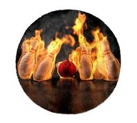 Eslifey Alfombra redonda de bolos de fuego, pelo largo, suave, peluda, moderna, para sala de estar, dormitorio, 60 cm