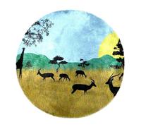 Eslifey Alfombra redonda de pelo largo con diseño de animales en África, suave, moderna, para sala de estar, dormitorio, 60 cm