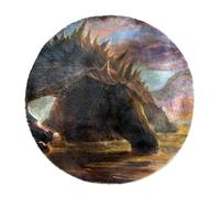 Eslifey Alfombra redonda de pelo largo con diseño de dragón y monstruos, alfombra moderna para sala de estar, dormitorio, 60 cm