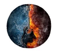 Eslifey Alfombra redonda grande y esponjosa, 100 cm, alfombra de pelo sintético antideslizante para guitarra acústica en fuego y agua, alfombra de piel sintética para suelo de guardería