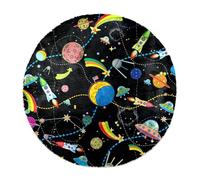 Eslifey Alfombra suave y esponjosa de 80 cm, alfombra antideslizante para sala de estar, dormitorio, cohetes espaciales y planetas, alfombra lavable para dormitorio, zona de juegos, habitación de los