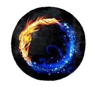 Eslifey Alfombra suave y esponjosa de 80 cm para sala de estar, dormitorio, círculo de agua de fuego antideslizante, alfombra lavable para dormitorio, área de juegos, habitación de los niños