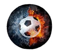 Eslifey Alfombra suave y esponjosa de 80 cm, para sala de estar, dormitorio, pelota de fútbol en el fuego, antideslizante, lavable, para dormitorio, sala de juegos, habitación de los niños, decoración