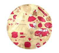 Eslifey Alfombra suave y esponjosa de 80 cm para sala de estar o dormitorio, alfombra antideslizante roja Paris Elemens, alfombra lavable para dormitorio, sala de juegos, habitación de los niños