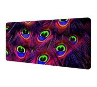 Eslifey Alfombrilla de mouse extra grande, con plumas de pavo real moradas, base de goma antideslizante, protector de escritorio para jugadores, oficina y hogar, 40 x 89,5 cm