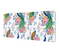 Eslifey Alfombrilla de mouse extra grande, diseño de flores de pavo real, alfombrilla de mouse extendida con base de goma antideslizante, protector de escritorio para jugadores, oficina y hogar, 40 x