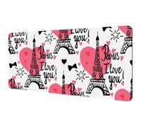 Eslifey Alfombrilla de mouse extra grande, diseño de la Torre Eiffel de París I Love You Heart Star con base de goma antideslizante, protector de escritorio para jugadores, oficina y hogar, 40 x 89,5