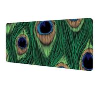 Eslifey Alfombrilla de mouse extra grande, diseño de plumas de pavo real, alfombrilla de mouse extendida con base de goma antideslizante, protector de escritorio para jugadores, oficina y hogar, 40 x