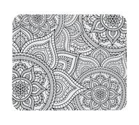Eslifey Alfombrilla de ratón cómoda con diseño de mandala indio, color blanco, henna psicodélica, 21 x 25 cm, base de goma antideslizante, mejora la velocidad y la precisión