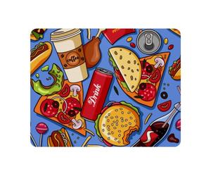 Eslifey Alfombrilla rectangular para mouse, diseño de hamburguesa, papas fritas, coca, café, pizza, alfombrilla de mouse de escritorio extendida con base de goma antideslizante, protector de